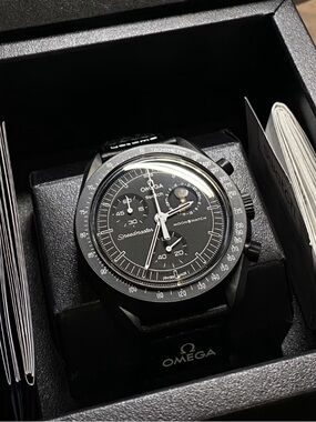 Swatch x Omega MoonSwatch Black and White Chronograph Watch